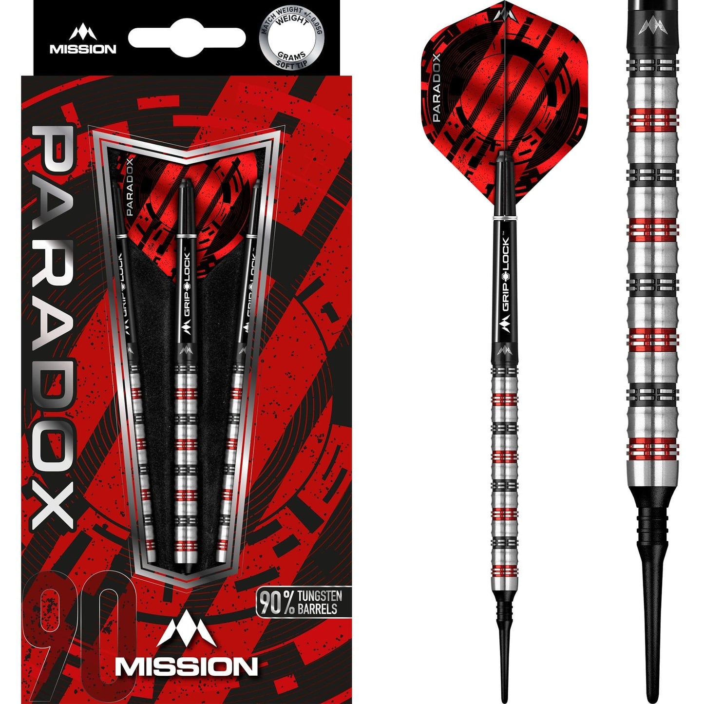 Mission Paradox Darts - Soft Tip - Straight - M1 - Electro Black & Red 21g