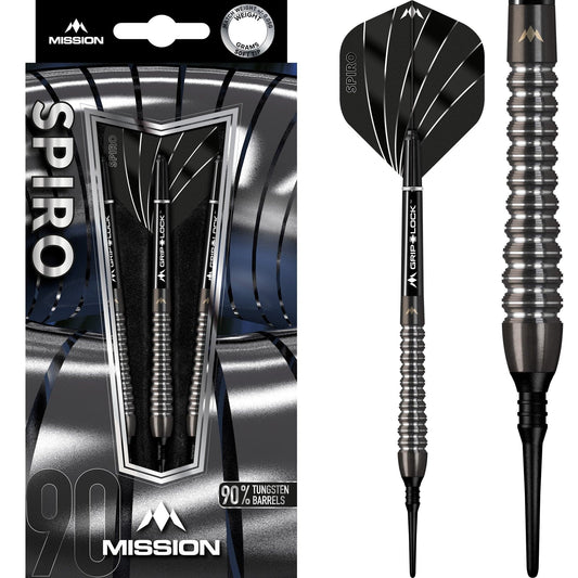 Mission Spiro Darts - Soft Tip - Graphite PVD - M2 - Black 19g