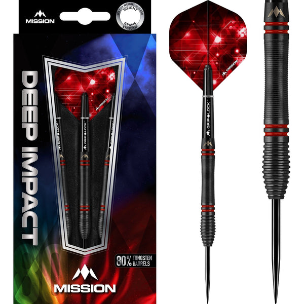 Mission Deep Impact Darts - Steel Tip - Black - M5 - Red