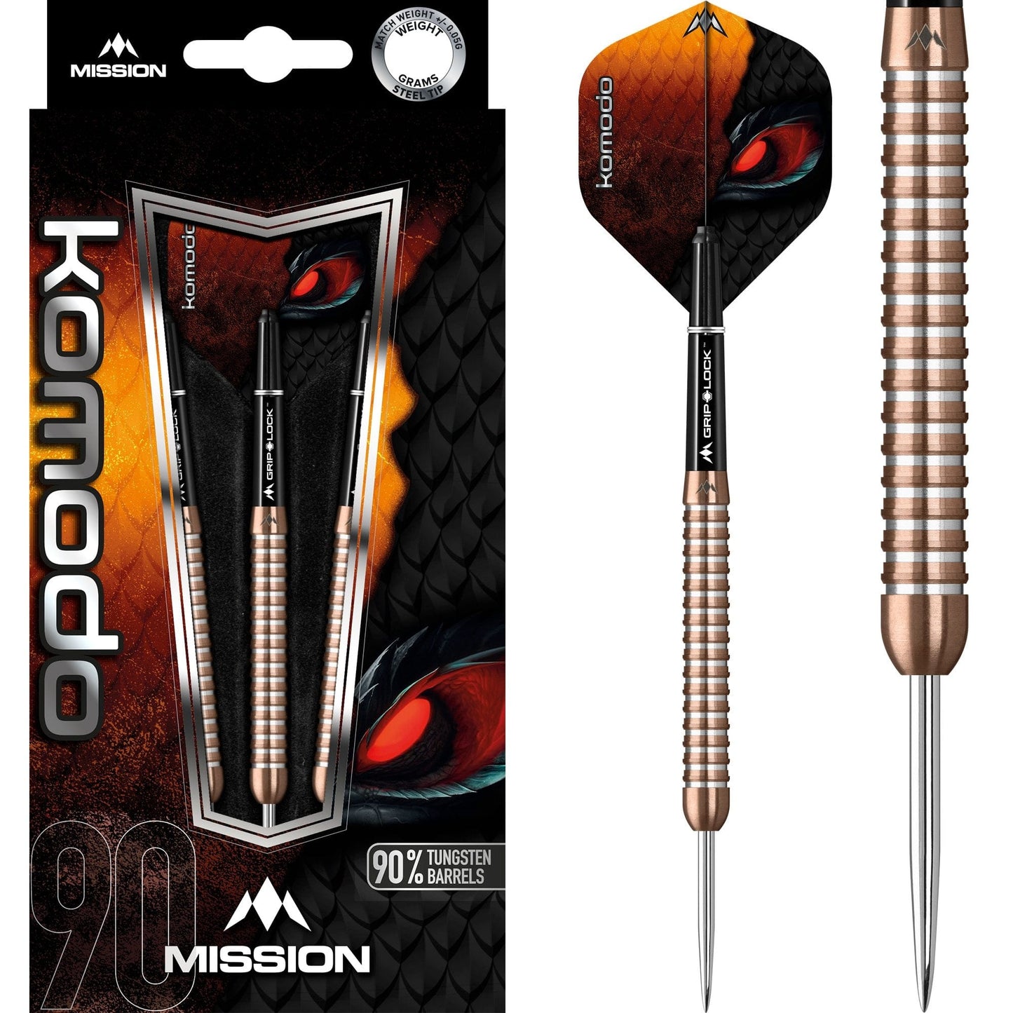 Mission Komodo RX Darts - Steel Tip - Shark - M3 - Rose Gold 21g