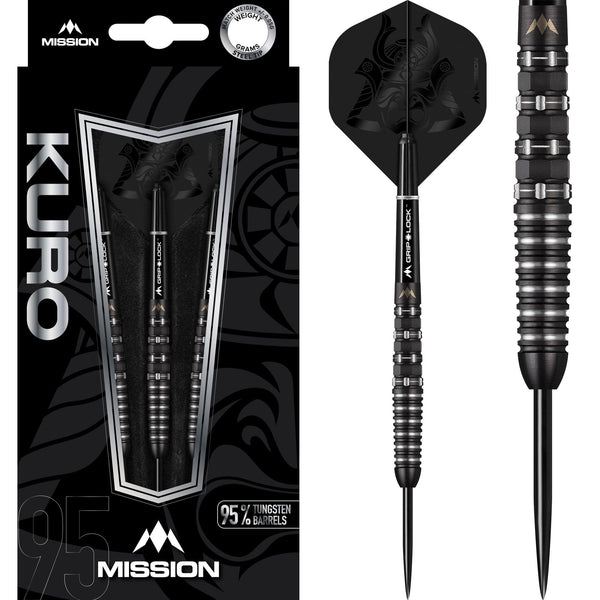 *Mission Kuro Darts - Steel Tip - Black - M3 - Rear Iso-Grip