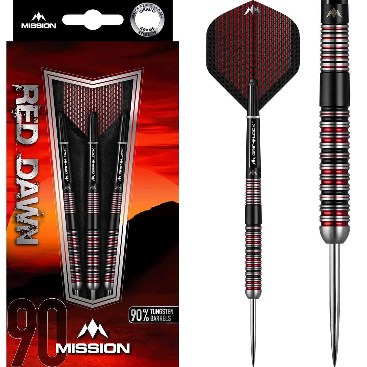 *Mission Red Dawn Darts - Steel Tip - M1 - Straight Ring 22g