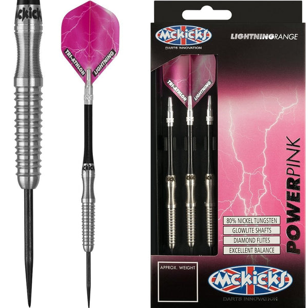 McKicks Power Pink Darts - Steel Tip Tungsten - Lightning Range