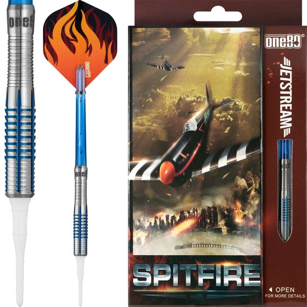 *One80 Jetstream Darts - Soft Tip Tungsten - Blue - Spitfire