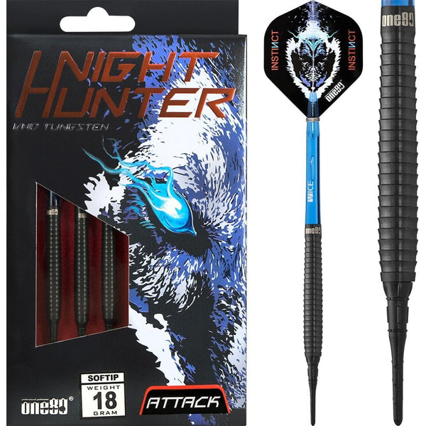 One80 Night Hunter Darts - Soft Tip - Black - Attack