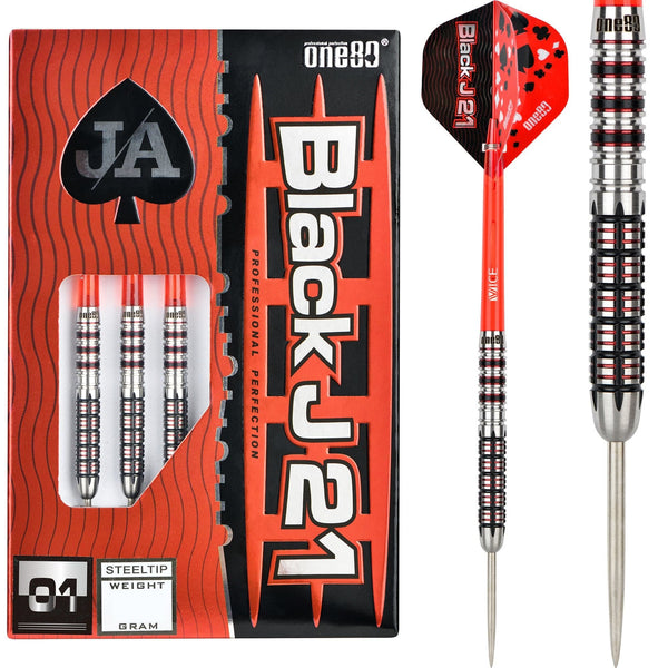*One80 Black J21 Darts - Steel Tip - Model 01