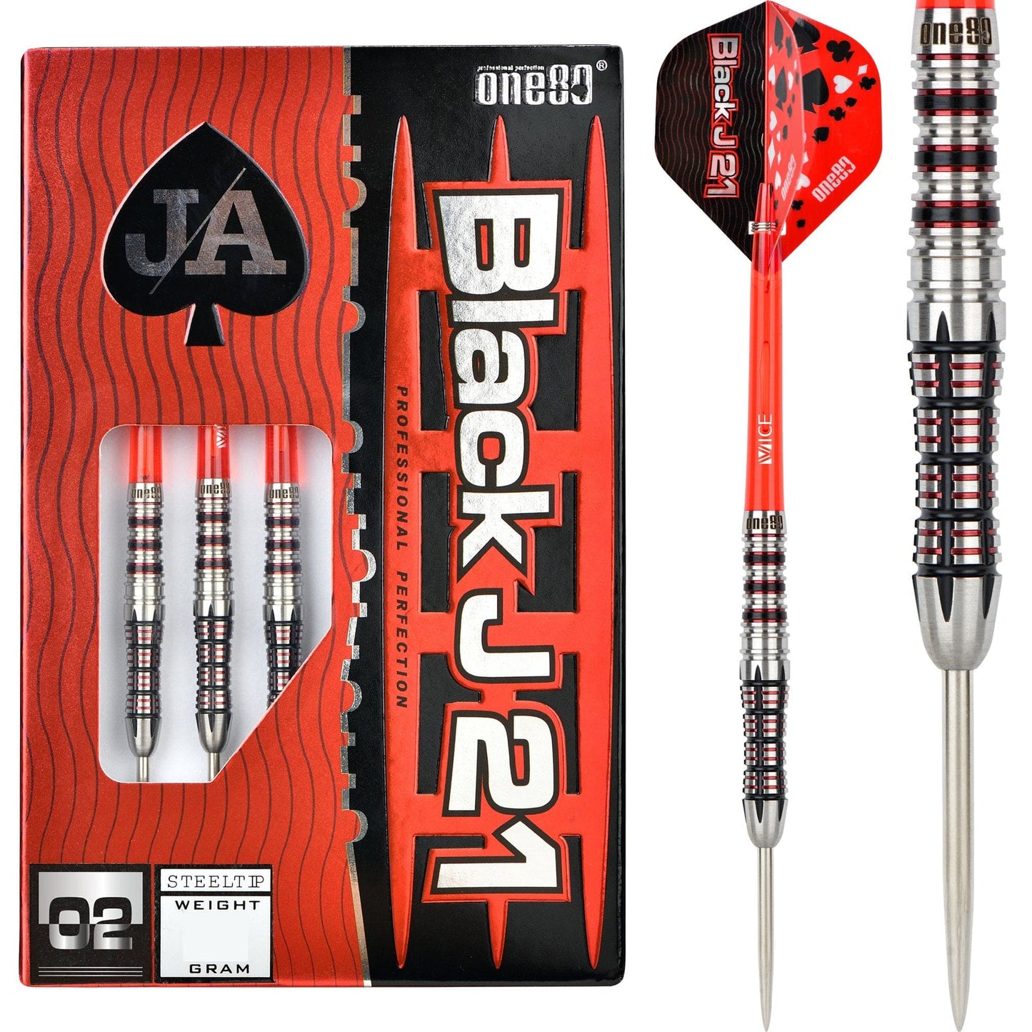One80 Black J21 Darts - Steel Tip - Model 02