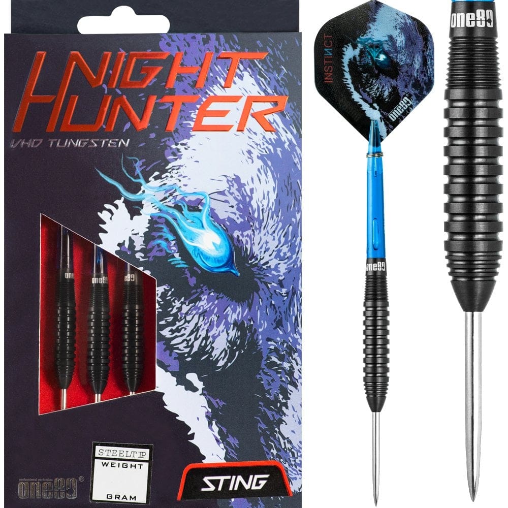 One80 Night Hunter Darts - Steel Tip - Black - Sting 22g