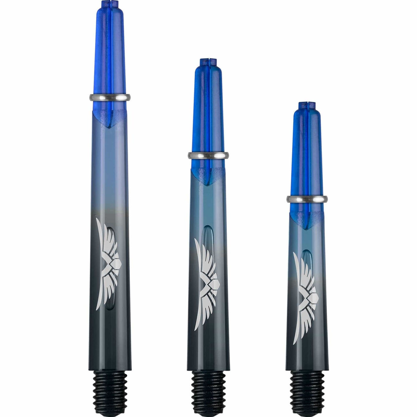 Shot Eagle Claw Dart Shafts - with Machined Rings - Strong Polycarbonate Stems - Black Blue