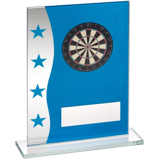Glass Award - 4 Star - Blue with Dartboard Trophy