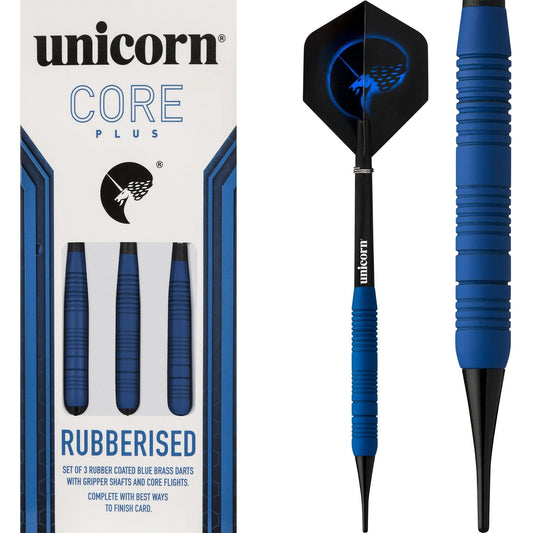Unicorn Core Plus Rubberised Darts - Soft Tip - Blue