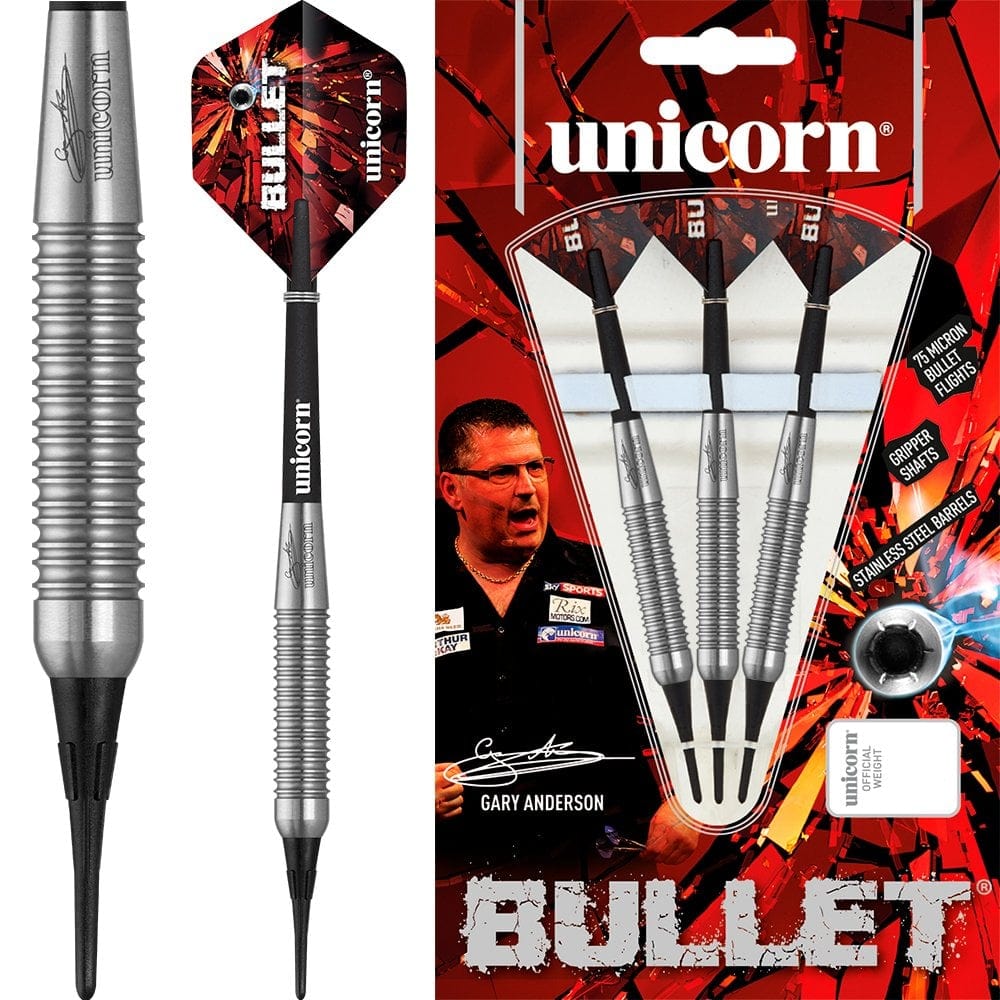Unicorn Bullet Darts - Soft Tip Stainless Steel - GA1 - Gary Anderson 16g