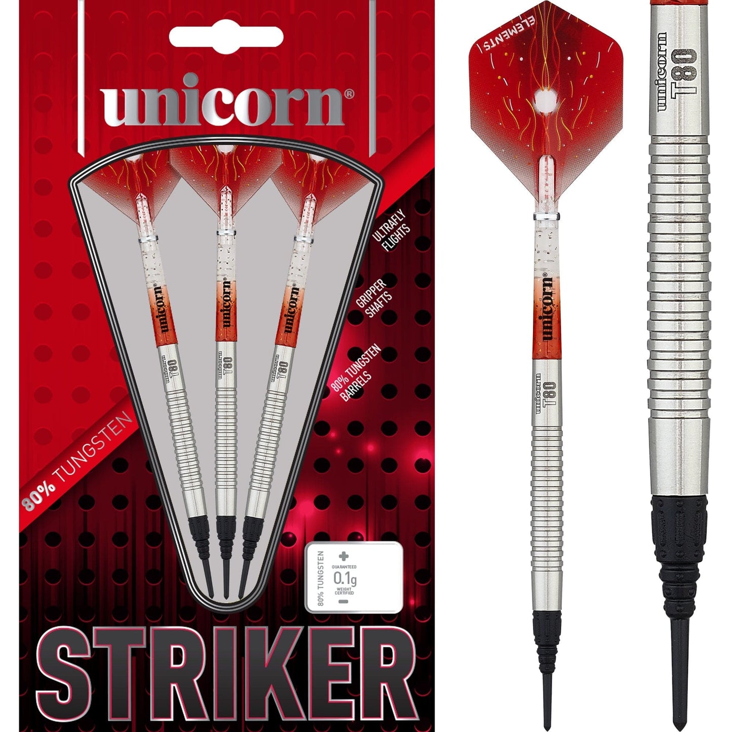 Unicorn T80 Darts - Core XL - Soft Tip - S2 - Striker 20g