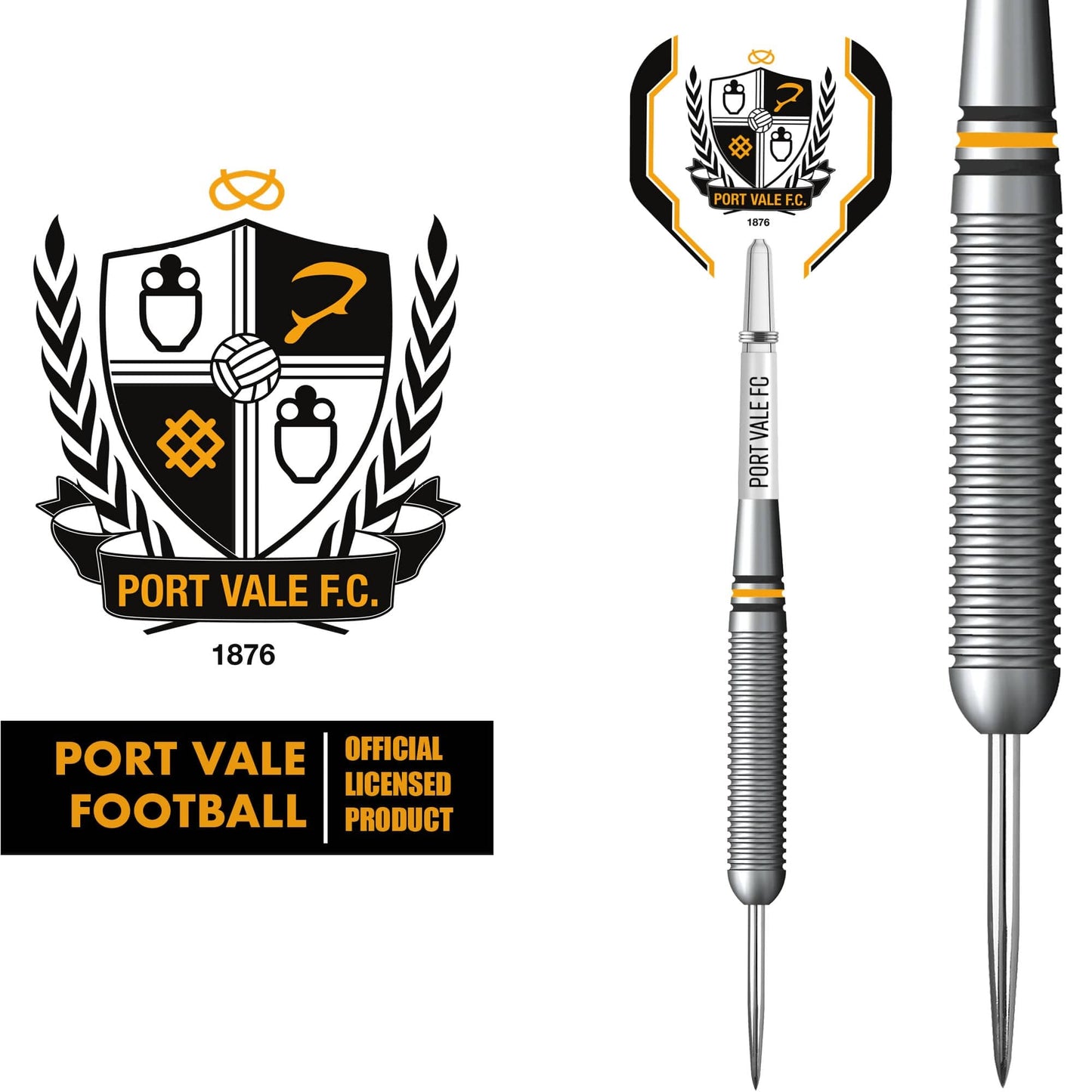 Port Vale FC - Official Licensed - The Valiants - Steel Tip Darts - Brass - 22g 22g
