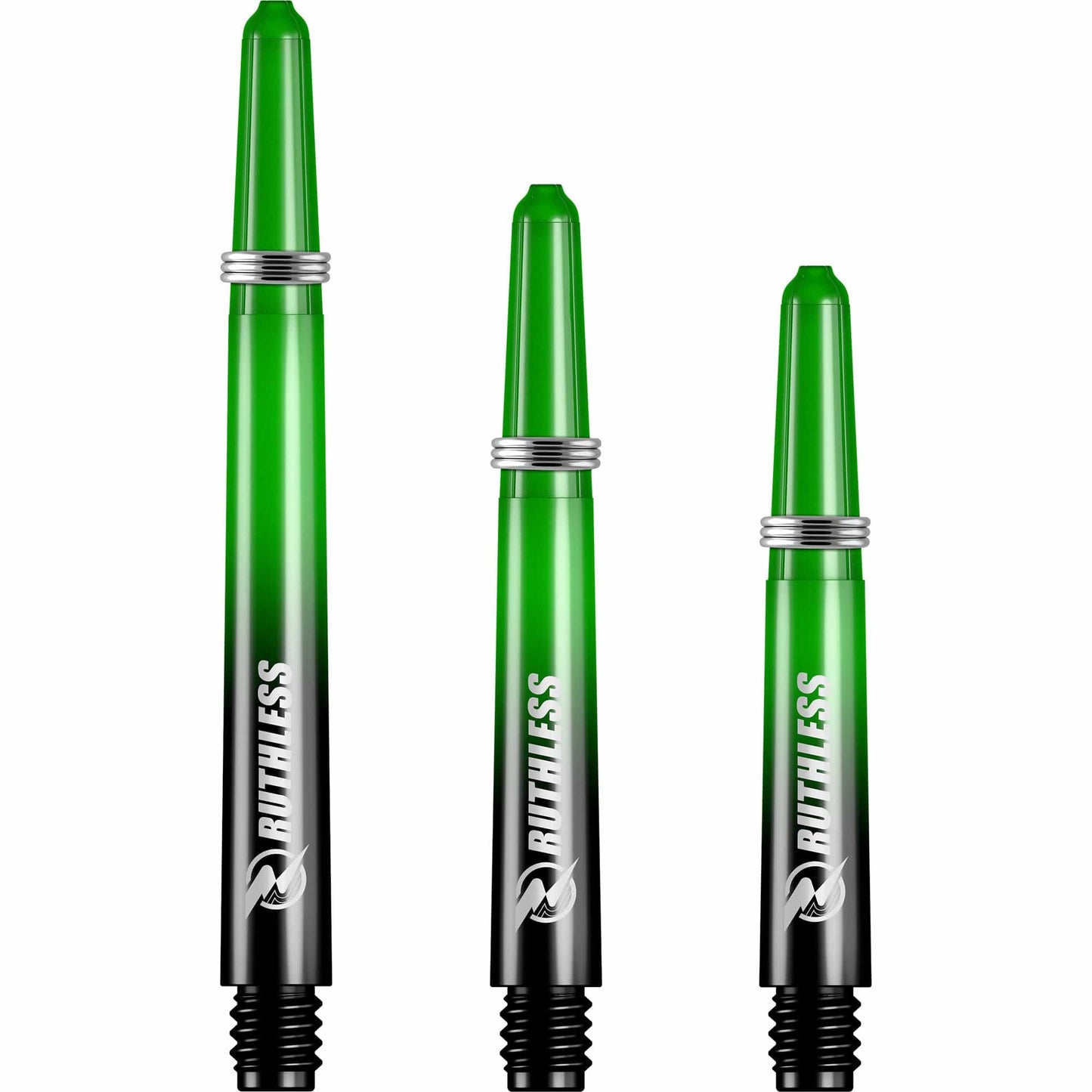 Ruthless Deflectagrip Plus Dart Shafts - Polycarbonate Stems with Springs - Green