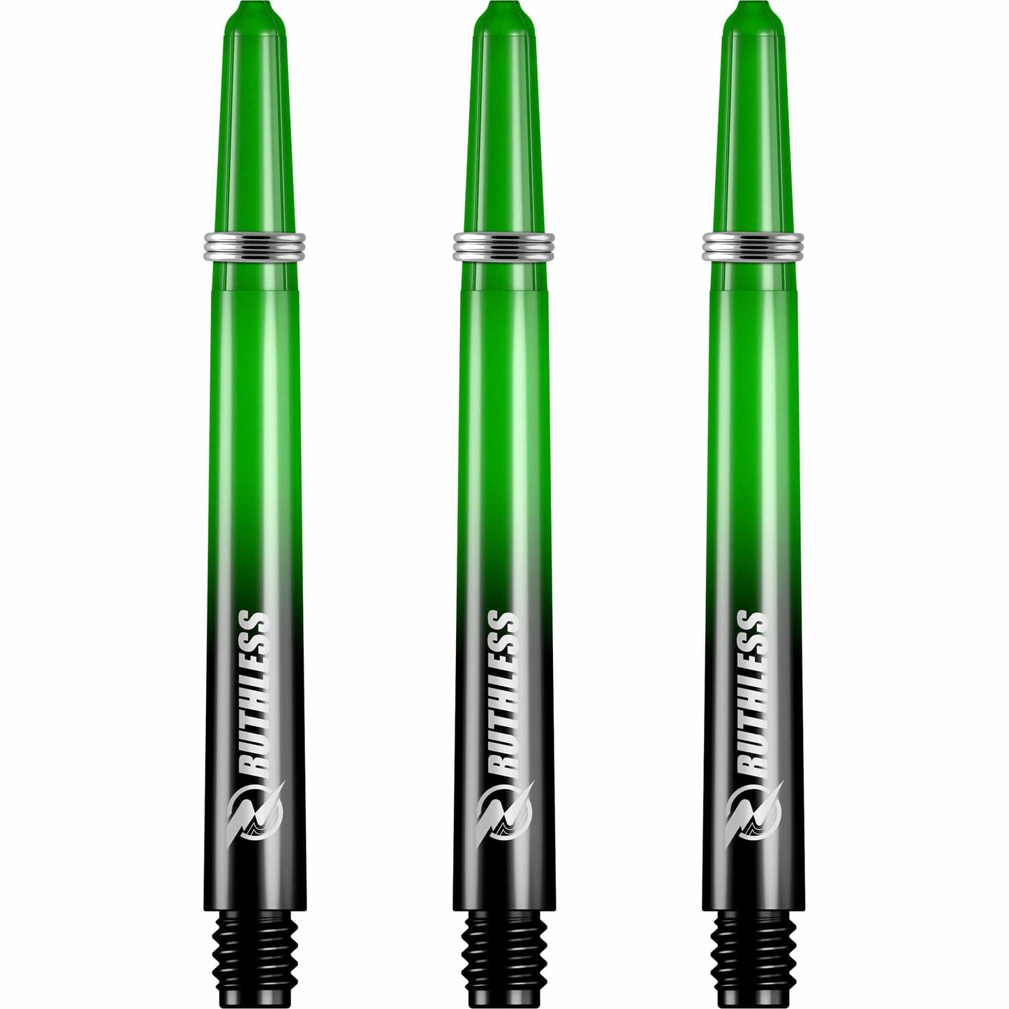Ruthless Deflectagrip Plus Dart Shafts - Polycarbonate Stems with Springs - Green Medium