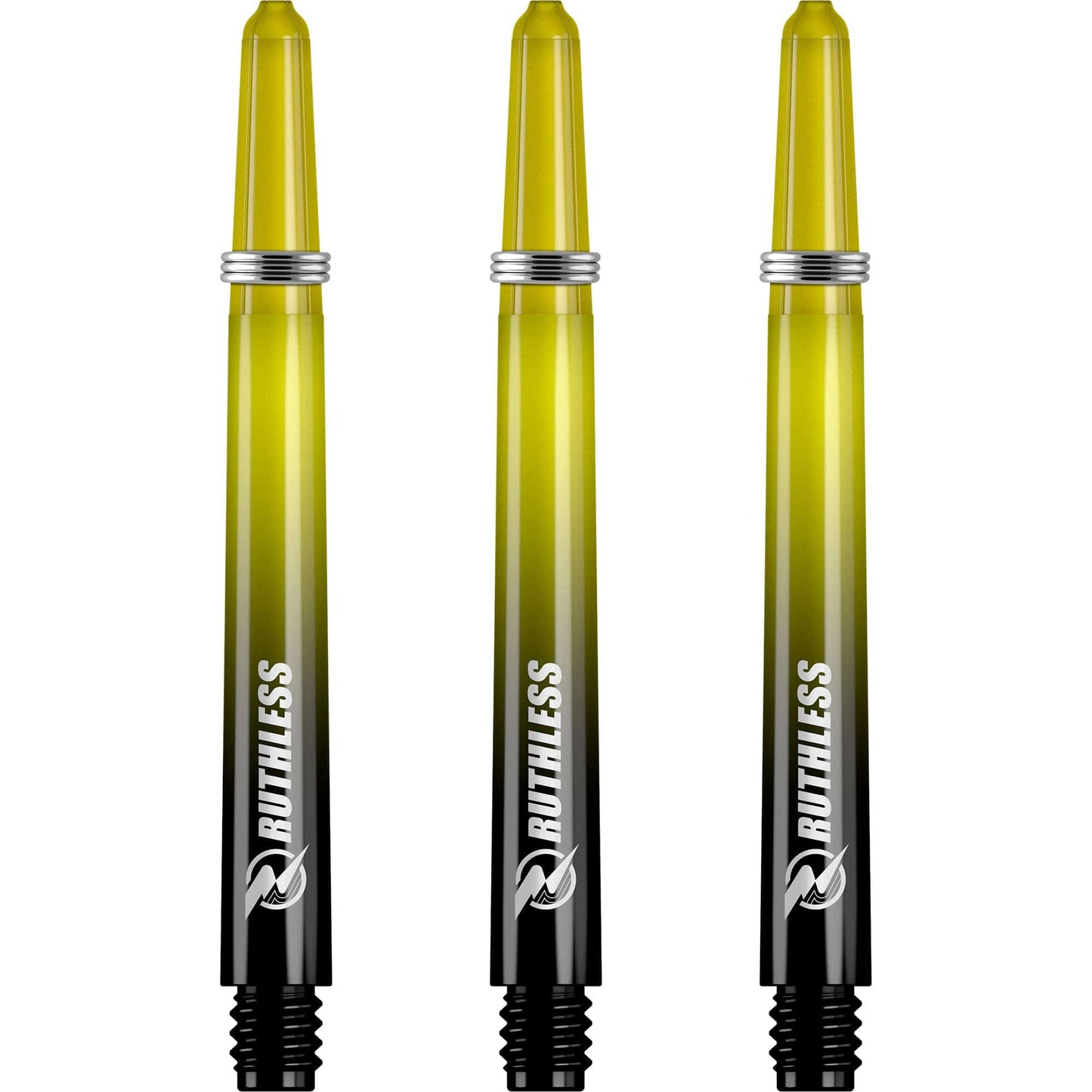 Ruthless Deflectagrip Plus Dart Shafts - Polycarbonate Stems with Springs - Yellow Medium