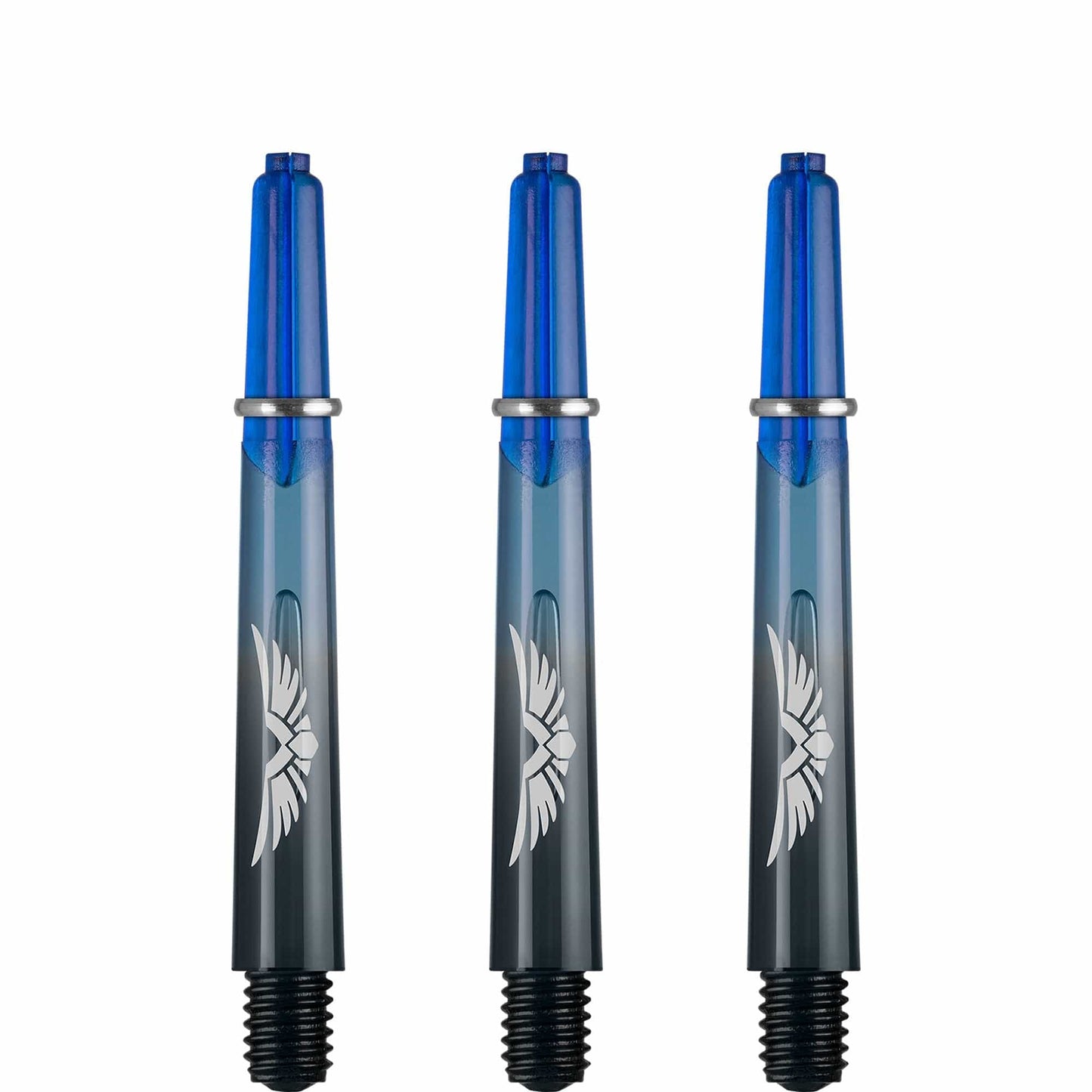 Shot Eagle Claw Dart Shafts - with Machined Rings - Strong Polycarbonate Stems - Black Blue Tweenie