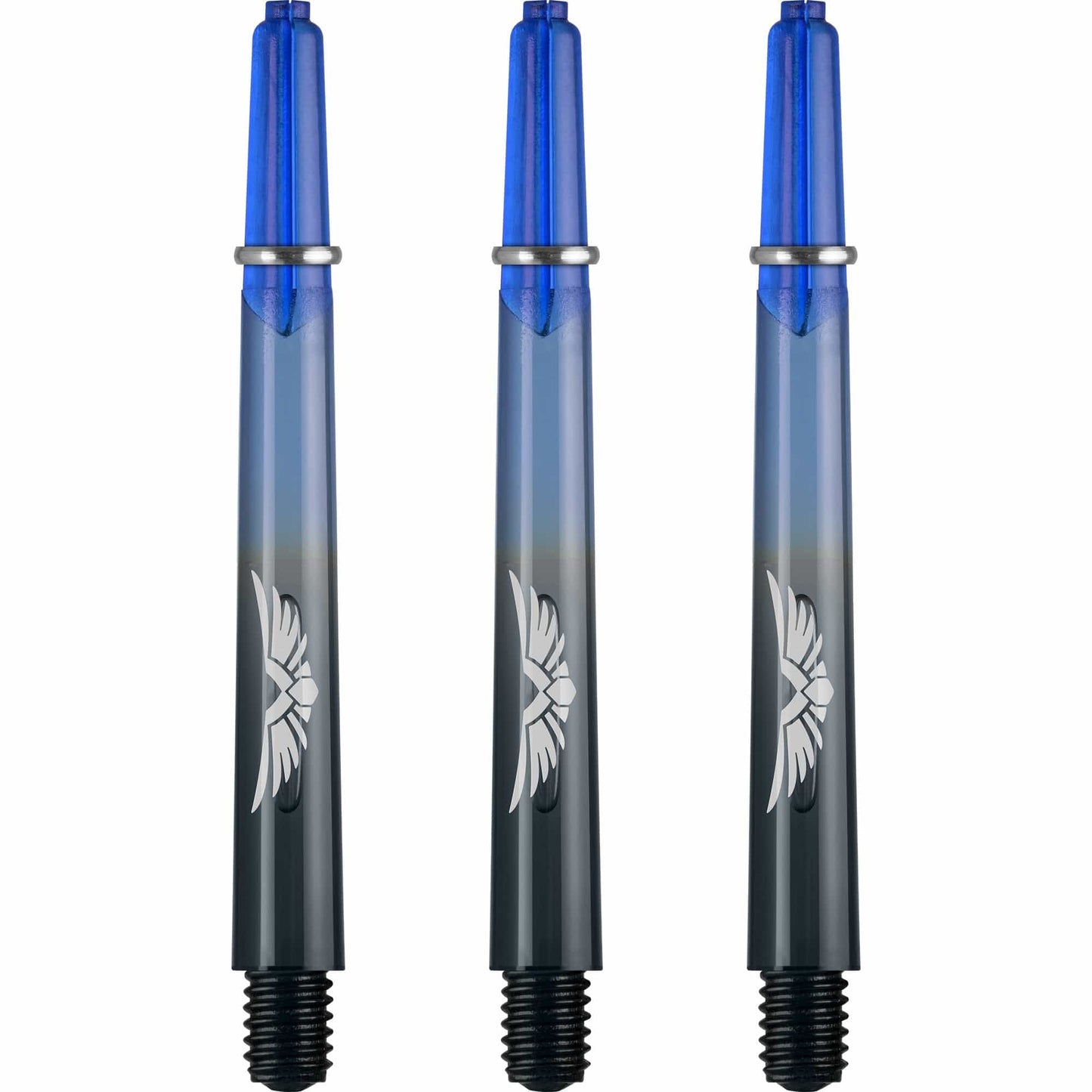 Shot Eagle Claw Dart Shafts - with Machined Rings - Strong Polycarbonate Stems - Black Blue Medium