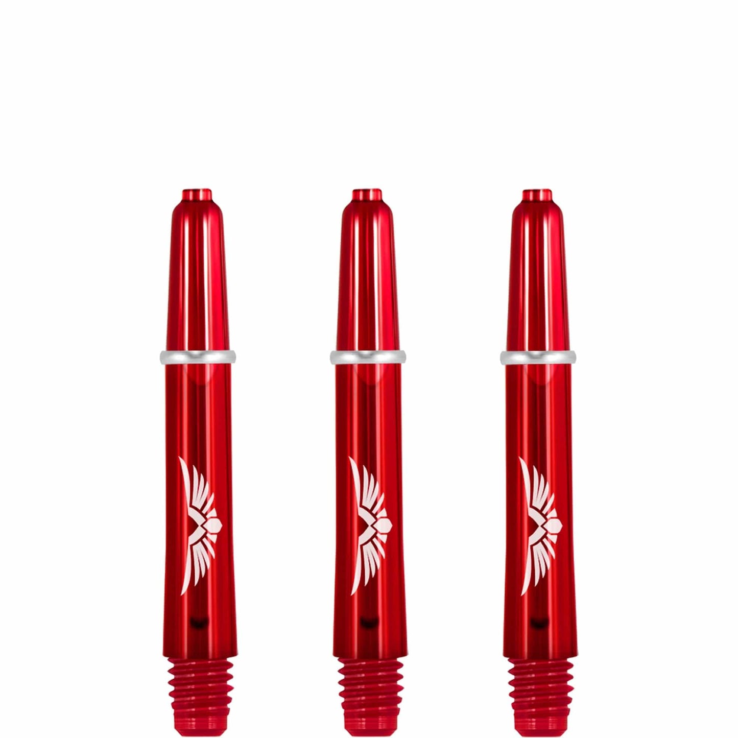 Shot Eagle Claw Dart Shafts - with Machined Rings - Strong Polycarbonate Stems - Red Short