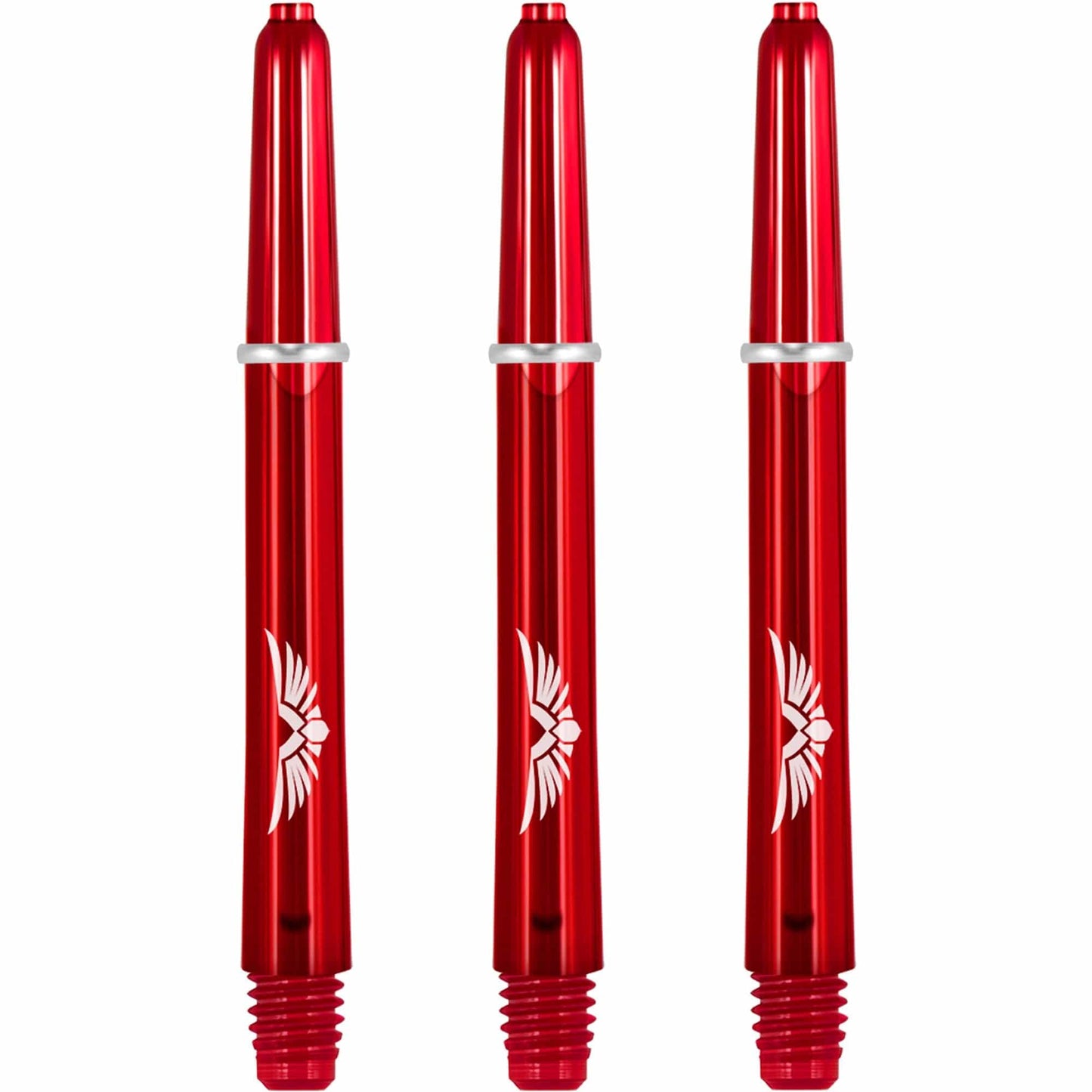 Shot Eagle Claw Dart Shafts - with Machined Rings - Strong Polycarbonate Stems - Red Medium