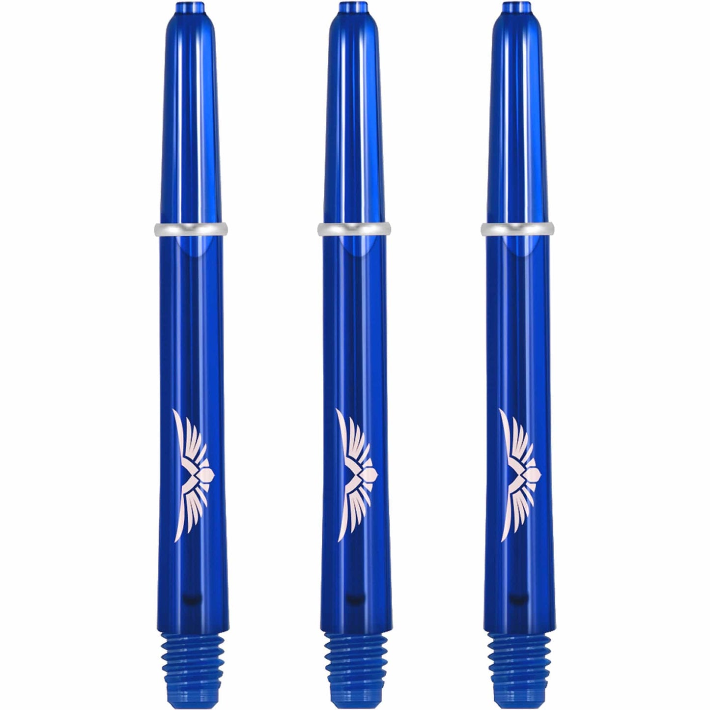 Shot Eagle Claw Dart Shafts - with Machined Rings - Strong Polycarbonate Stems - Blue Medium