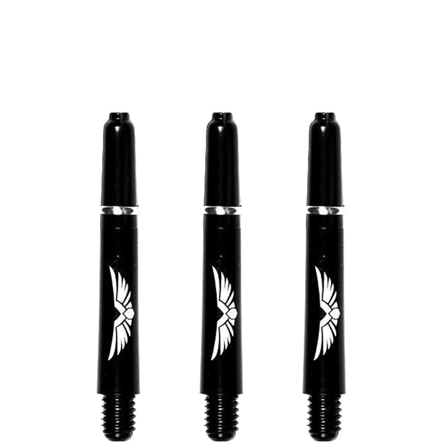 Shot Eagle Claw Dart Shafts - with Machined Rings - Strong Polycarbonate Stems - Black Short