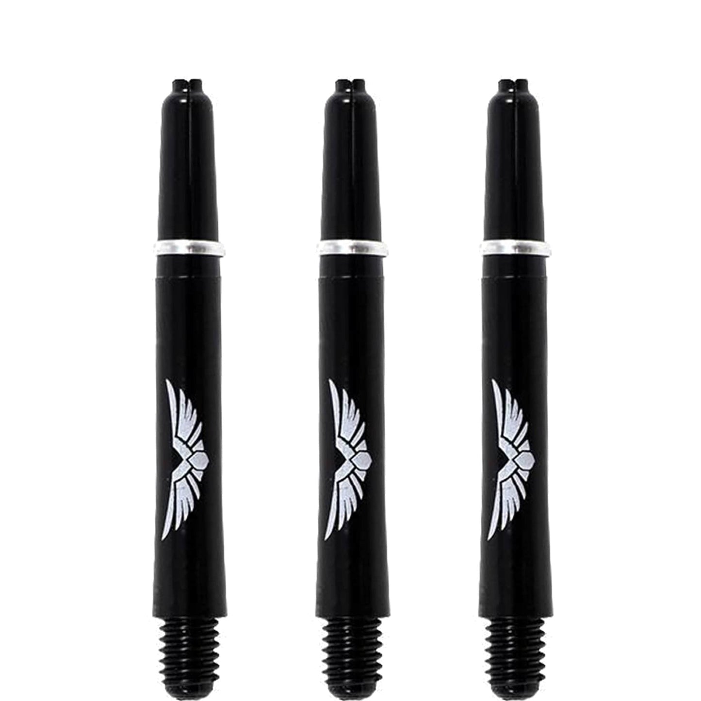 Shot Eagle Claw Dart Shafts - with Machined Rings - Strong Polycarbonate Stems - Black Tweenie