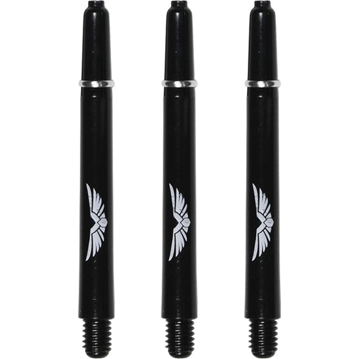 Shot Eagle Claw Dart Shafts - with Machined Rings - Strong Polycarbonate Stems - Black Medium