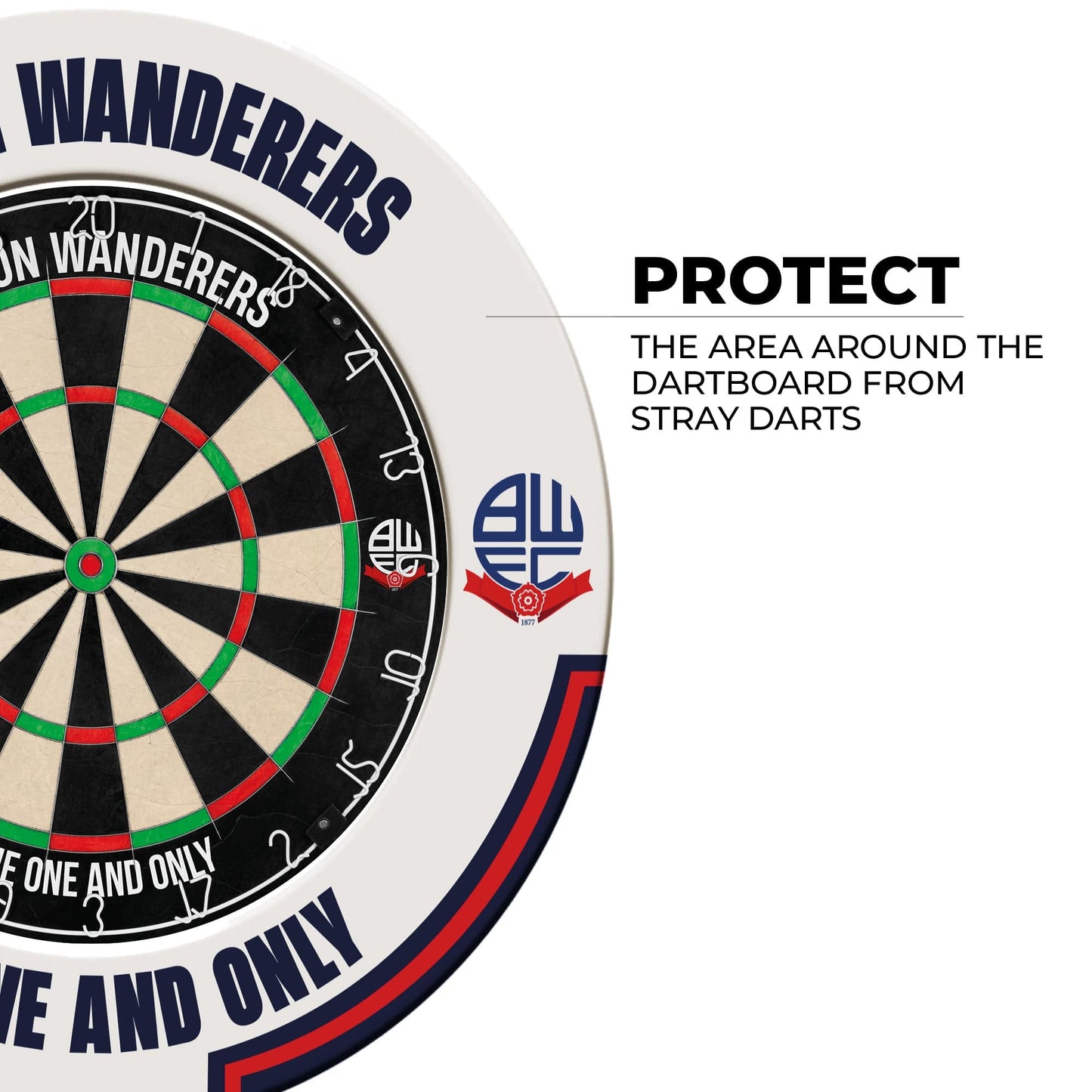 Bolton Wanderers Dartboard Surround - Official Licensed - BWFC - S1 - White - The One and Only