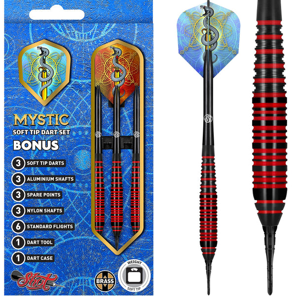 Shot Mystic Darts - Soft Tip - Coated Brass - Red Ring - 18g