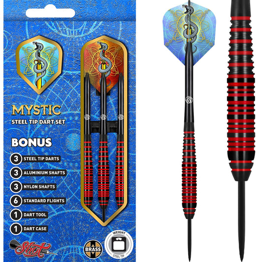 Shot Mystic Darts - Steel Tip - Coated Brass - Red Ring 23g