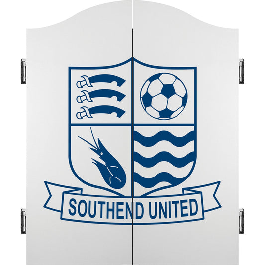 Southend United FC - Official Licensed - Dartboard Cabinet - C1 - White with Blue Crest
