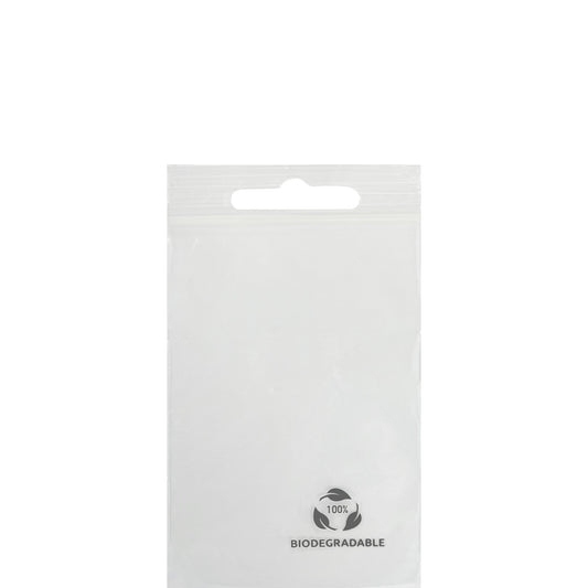 Biodegradable Clear Grip Seal Bags with Euroslot (100) - B70 - 10cm X 7cm