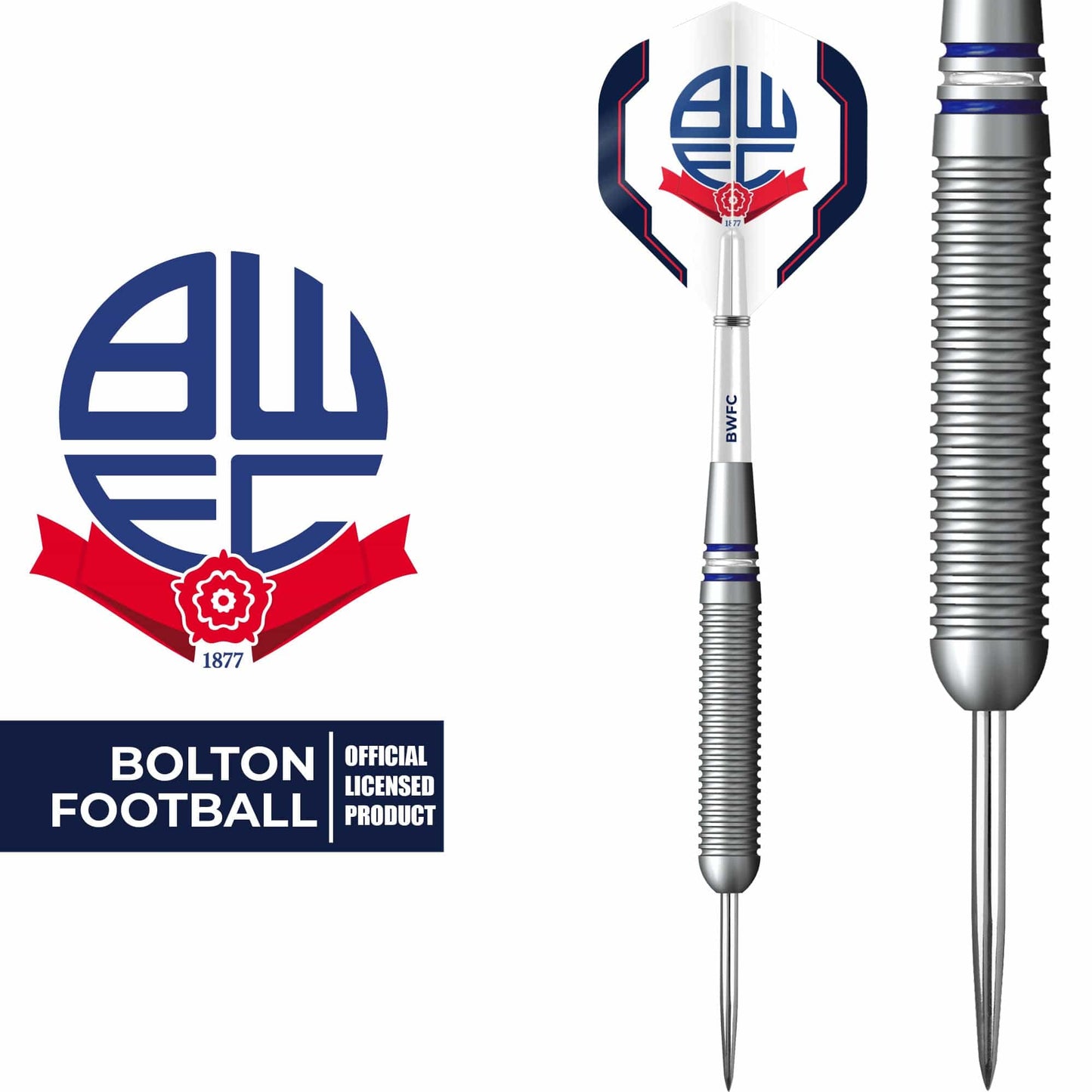 Bolton Wanderers Darts - Steel Tip Brass - Official Licensed - BWFC - 22g 22g