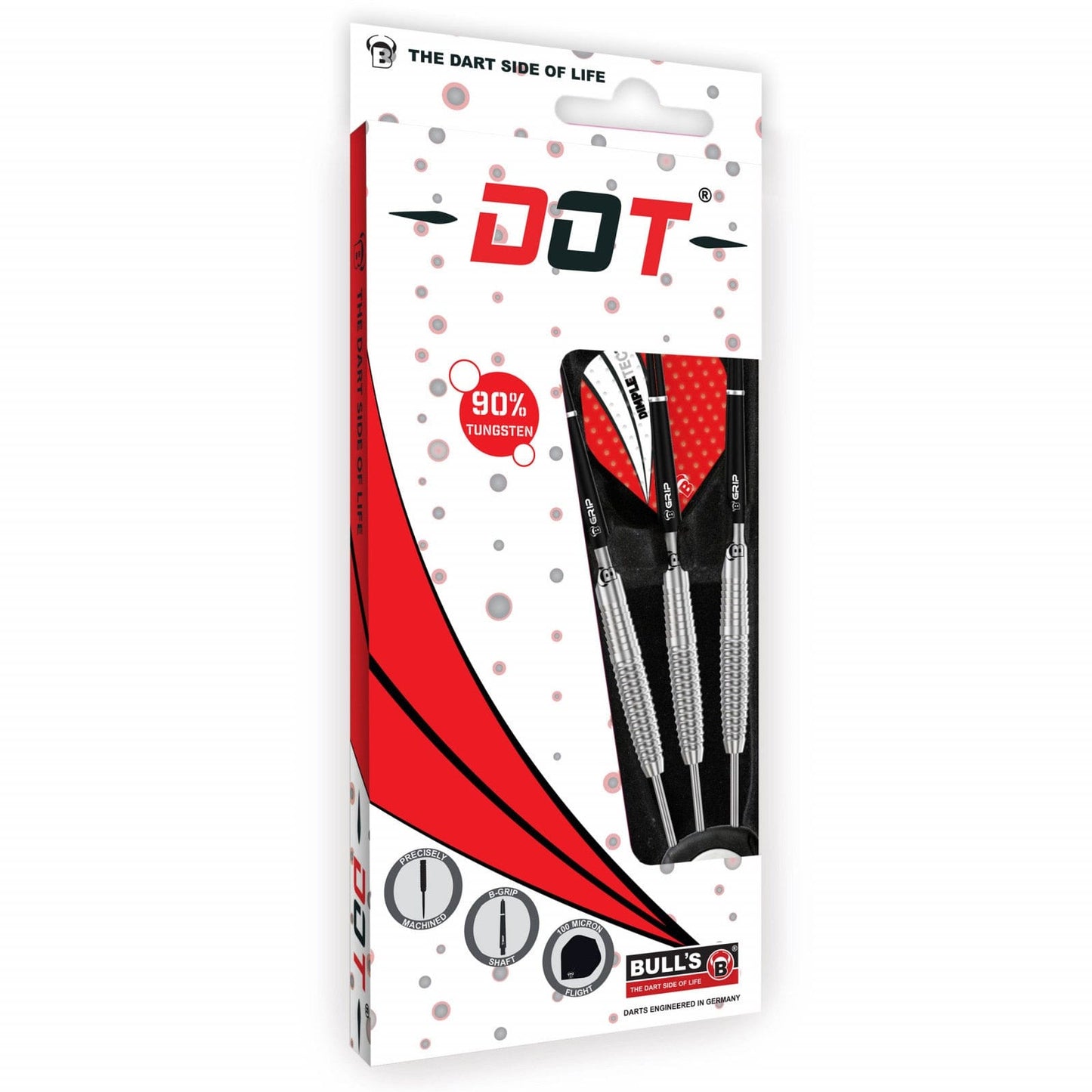 BULL'S Dot D1 Darts - Steel Tip - 90% Tungsten - Rear Shark