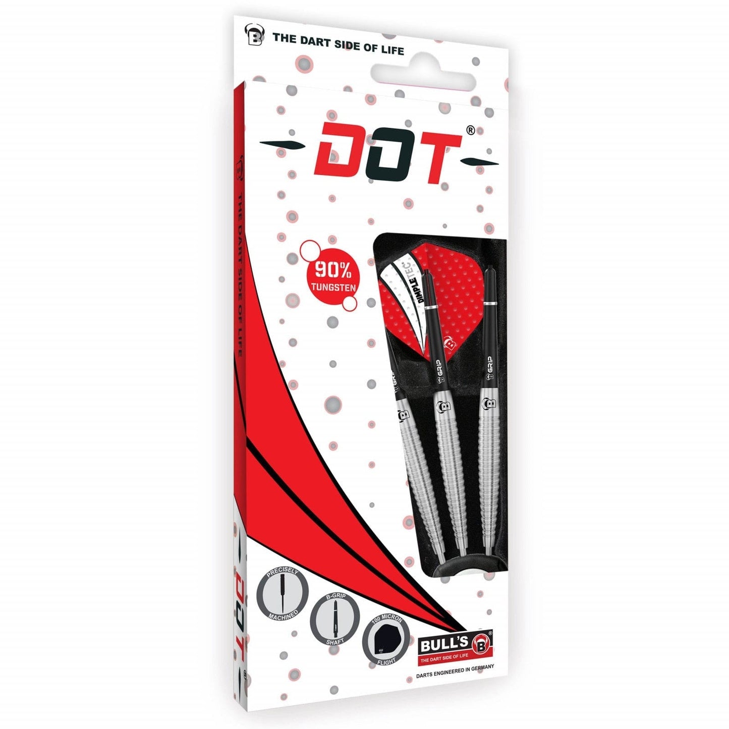 BULL'S Dot D6 Darts - Steel Tip - 90% Tungsten - Pyramid Grip