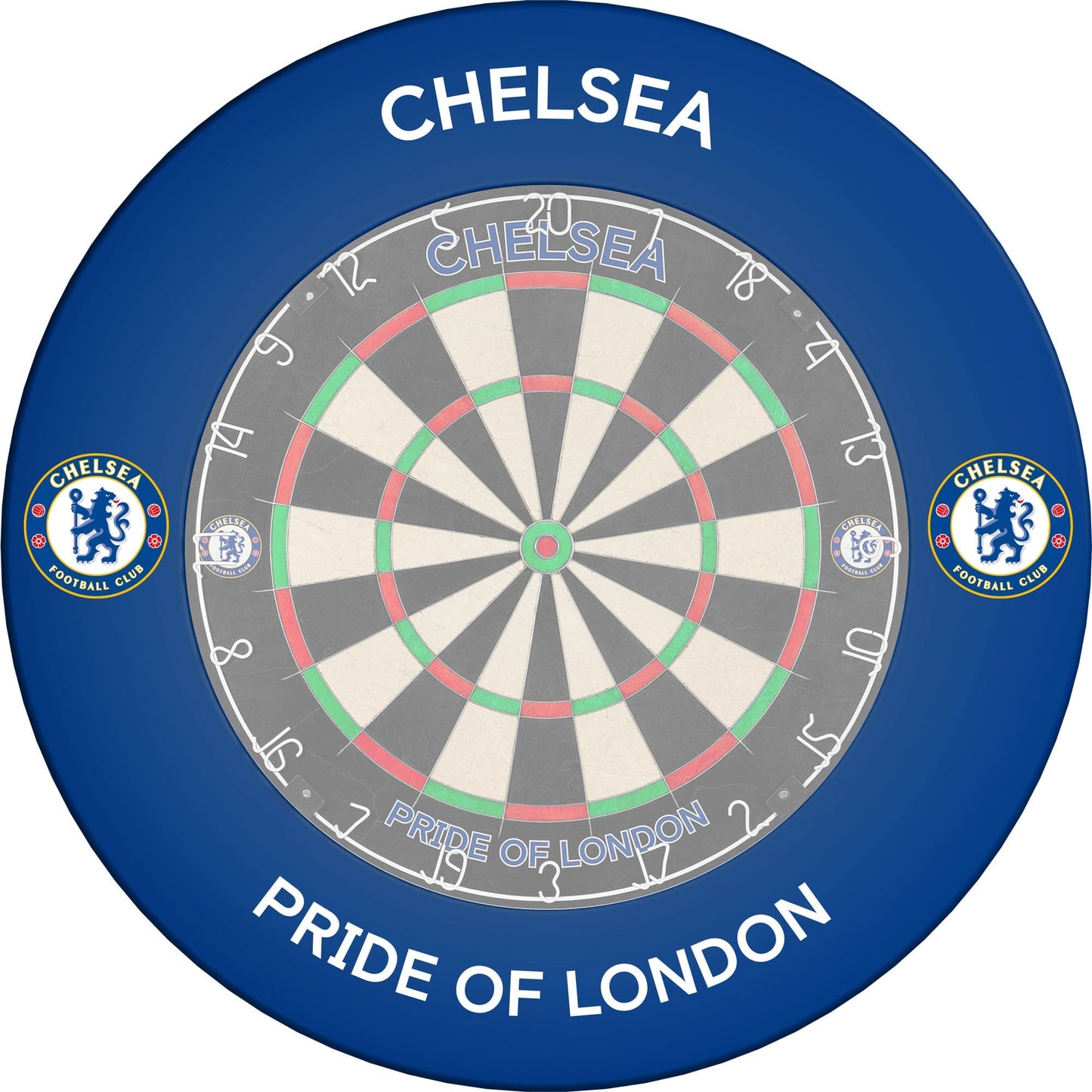 Chelsea Football Dartboard Surround - Official Licensed - Chelsea FC - S1 - Pride Of London - White