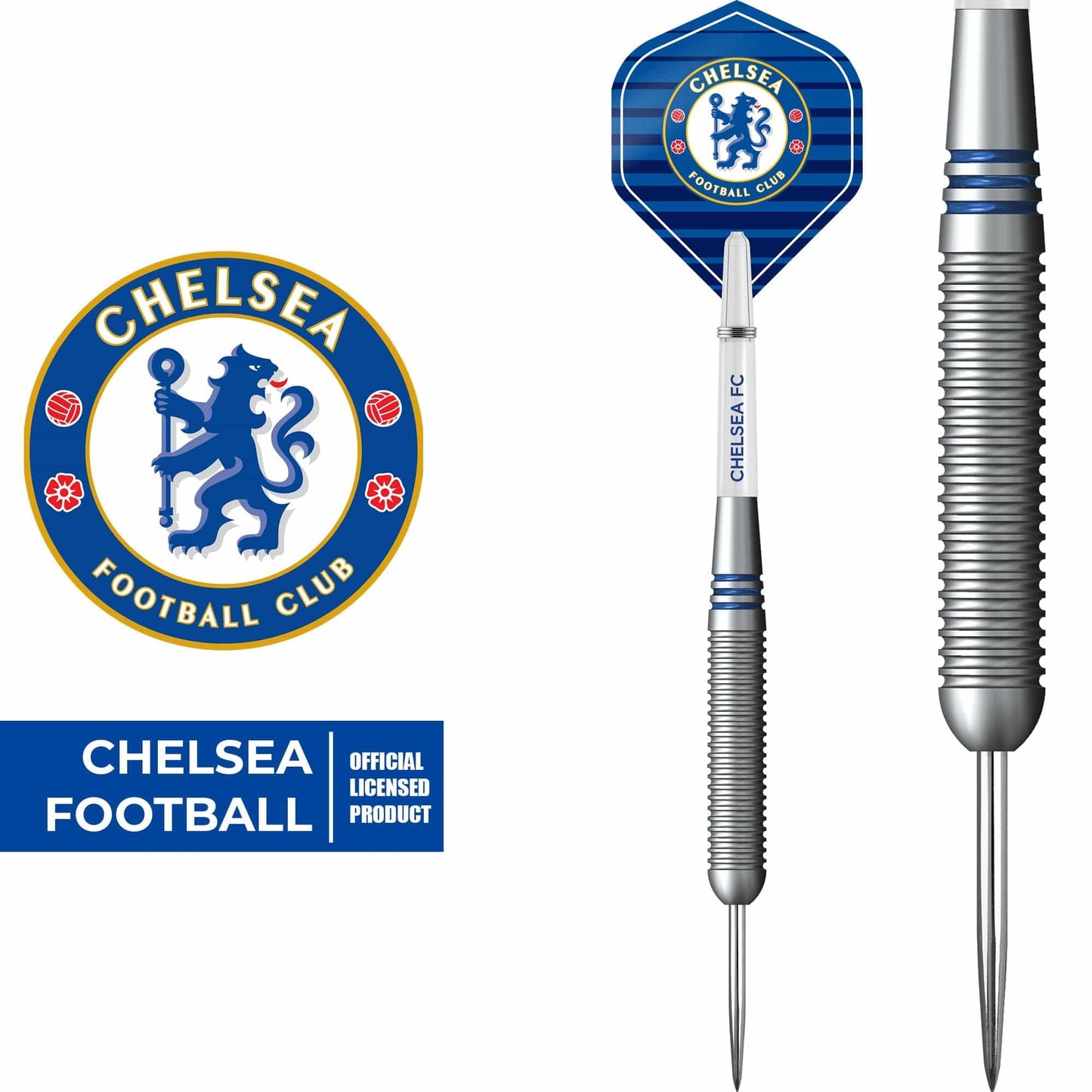 Chelsea Football Darts - Steel Tip Brass - Official Licensed - Chelsea FC - 22g 22g