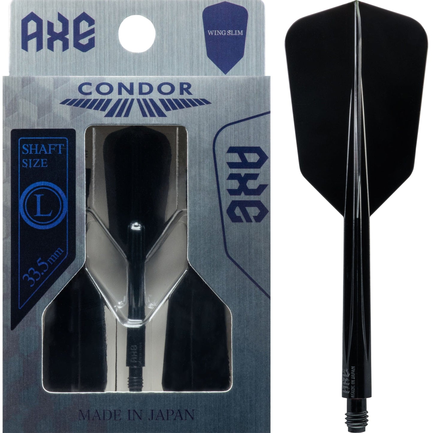 Condor AXE Dart Flights - Slim - Wing - Black Long