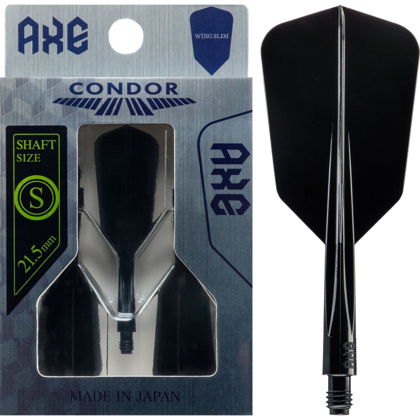 Condor AXE Dart Flights - Slim - Wing - Black Short