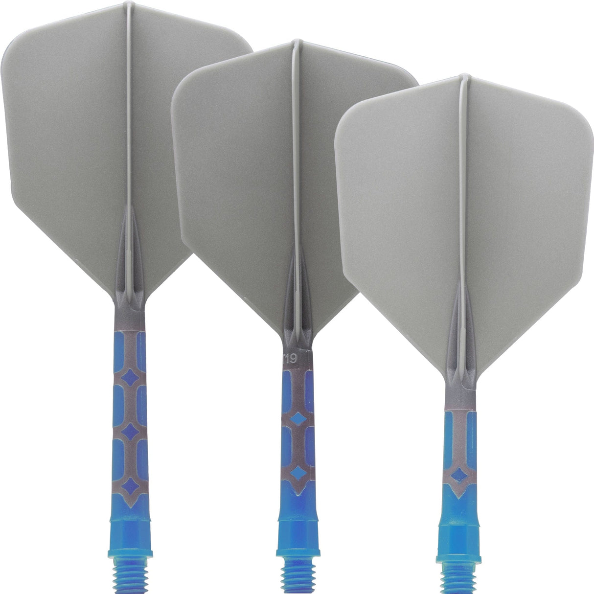Cuesoul Rost T19 Integrated Dart Shaft and Flights - Big Wing - Sky Blue with Grey Flight
