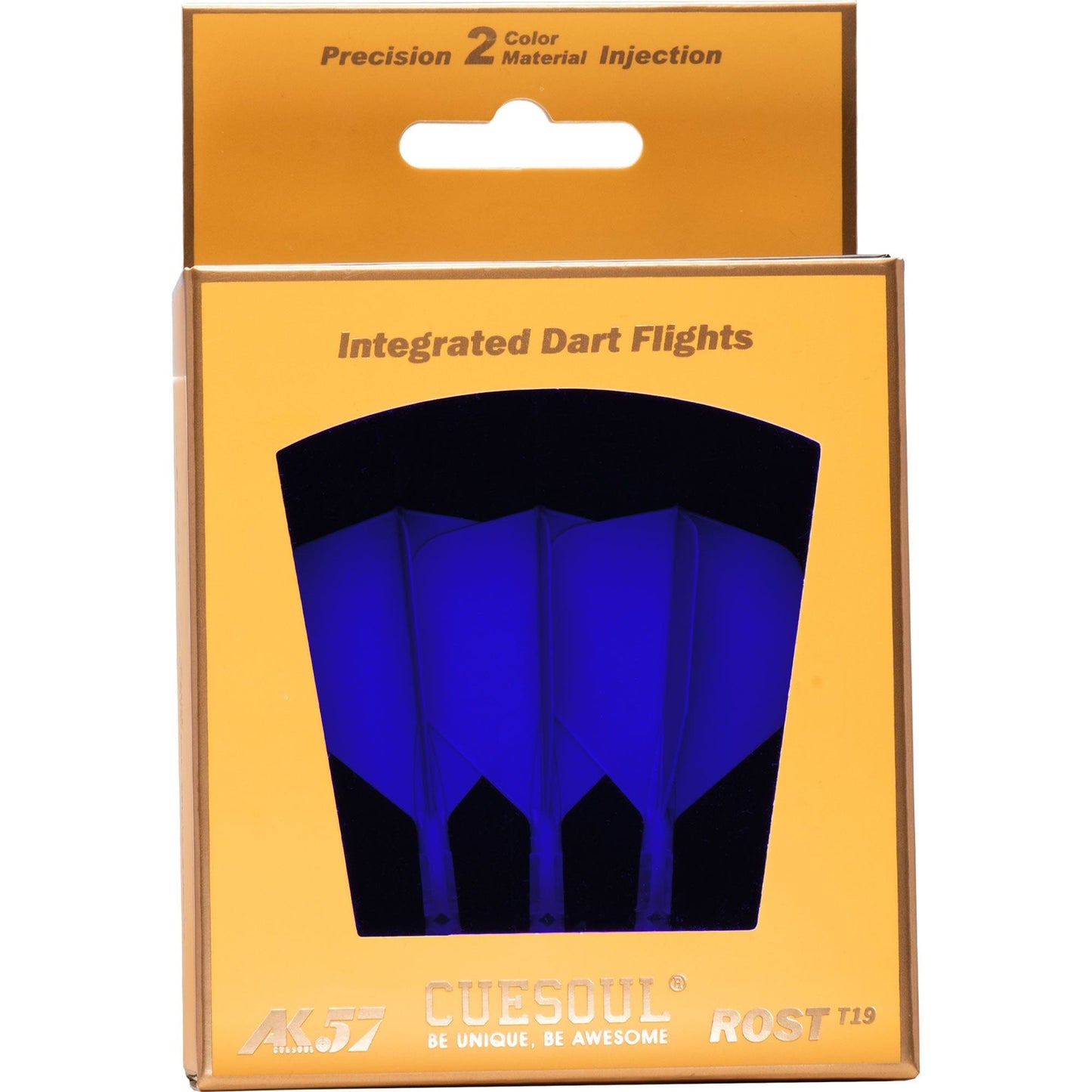 Cuesoul Rost T19 Integrated Dart Shaft and Flights - Big Wing - Clear with Blue Flight