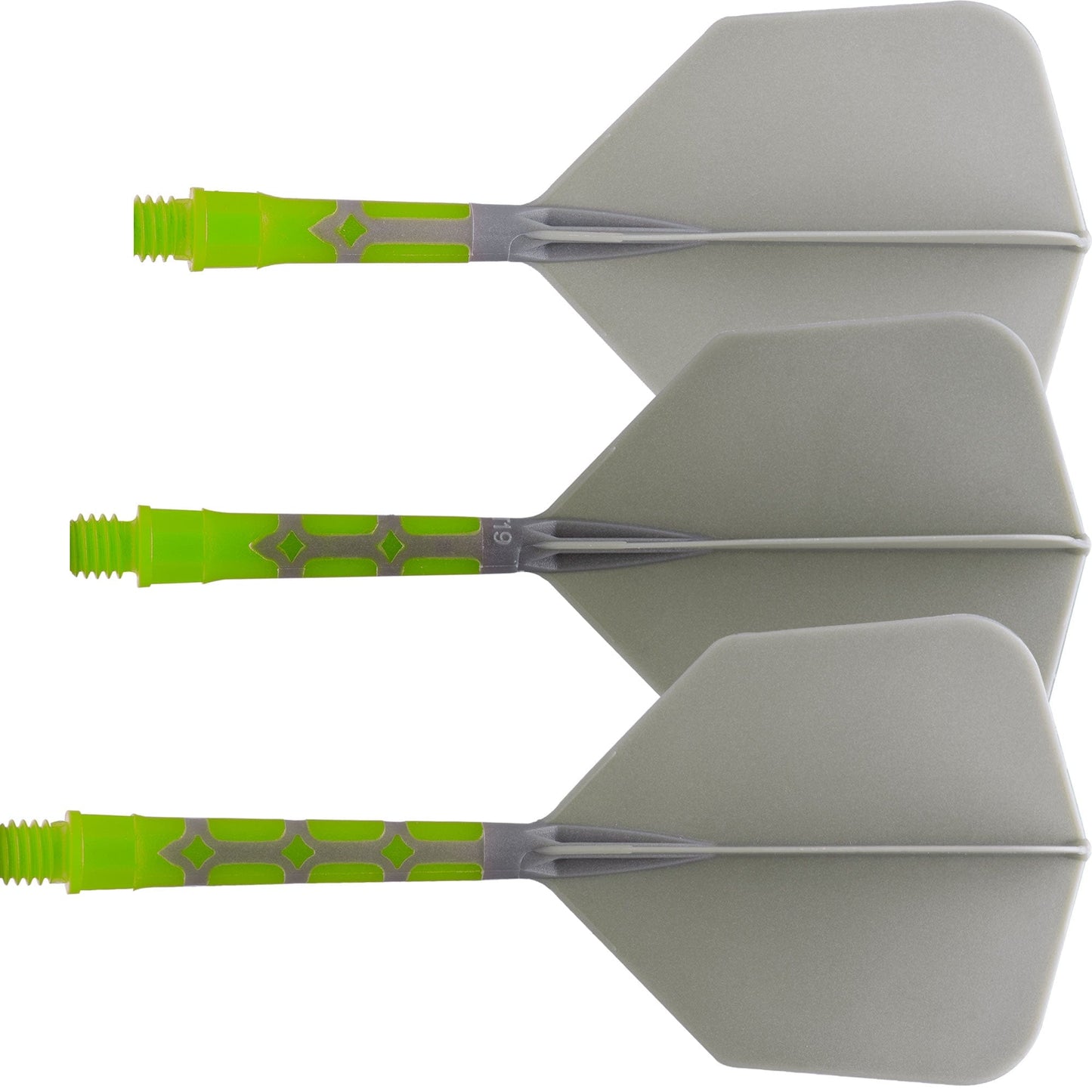 Cuesoul Rost T19 Integrated Dart Shaft and Flights - Big Wing - Lime Green with Grey Flight