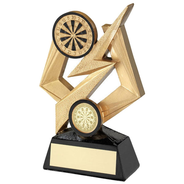 Dartboard on Bolt Pentagon Darts Trophy - Gold-Black - 3 Sizes