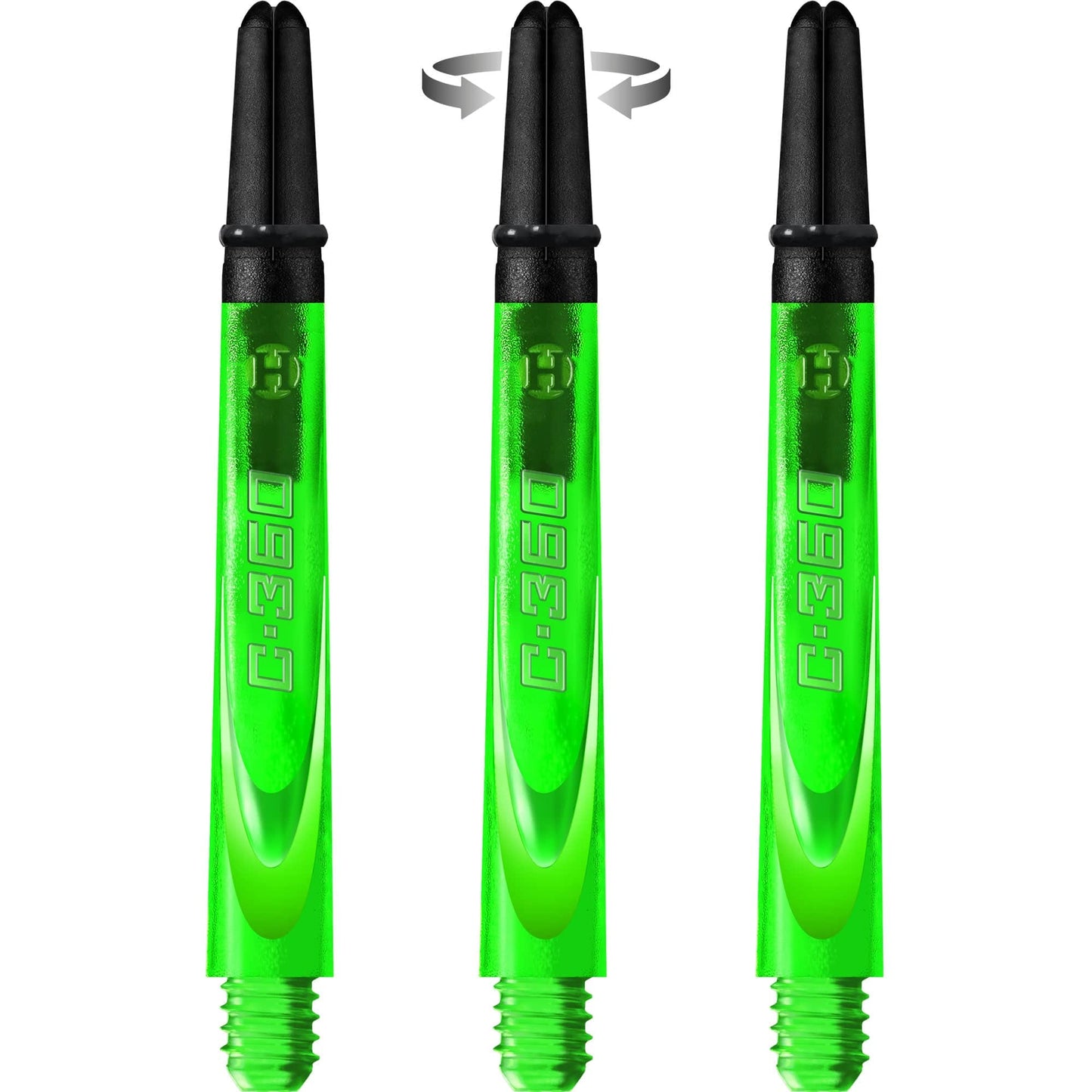 Harrows Carbon 360 Shafts - Polycarbonate Dart Stems with Carbon Top - Green Medium