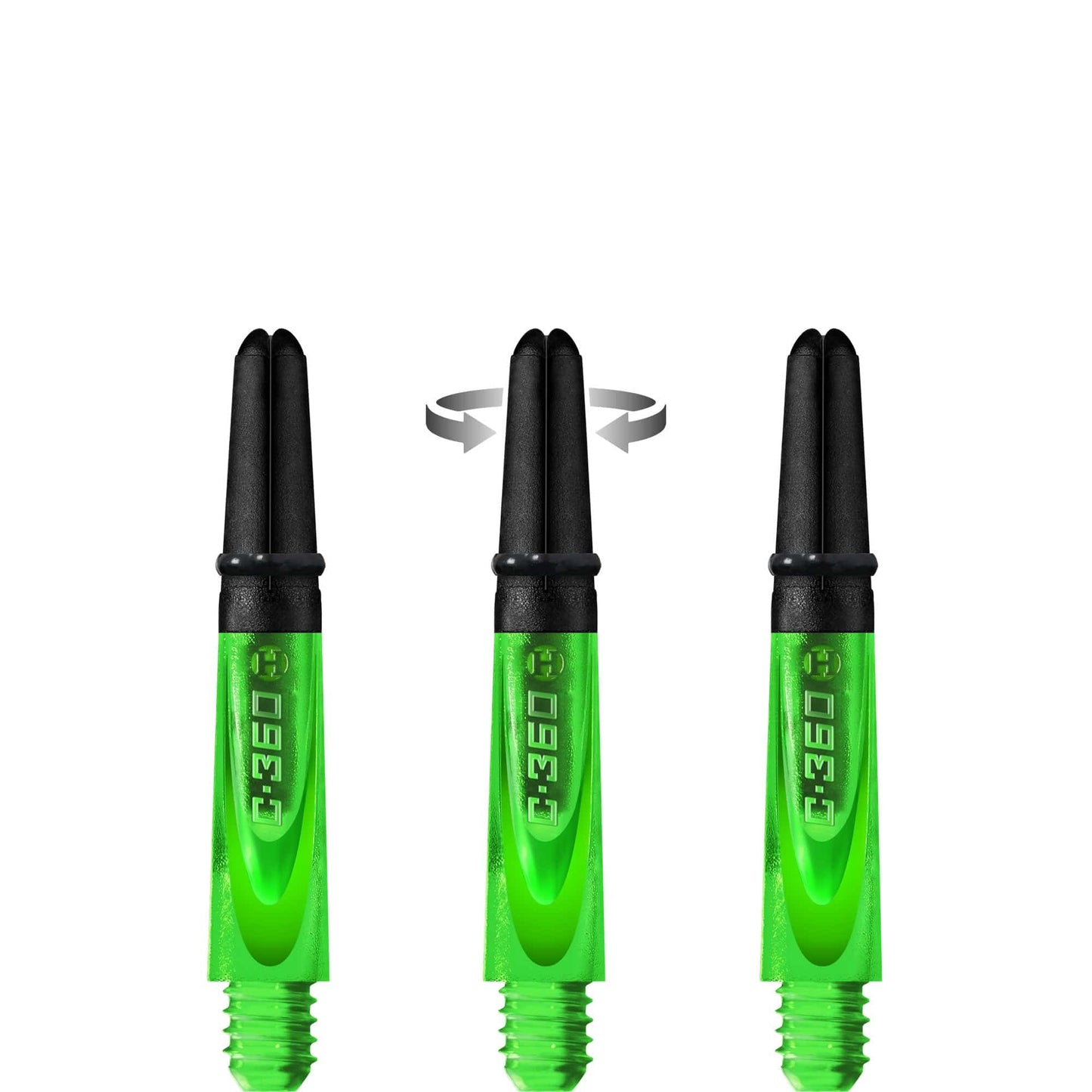 Harrows Carbon 360 Shafts - Polycarbonate Dart Stems with Carbon Top - Green Short