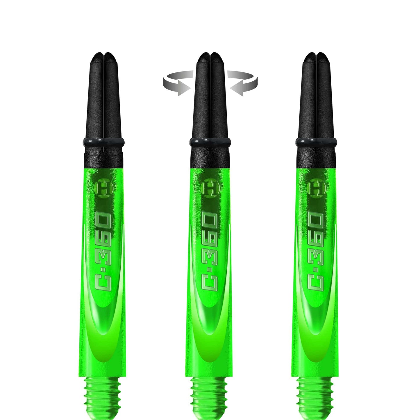 Harrows Carbon 360 Shafts - Polycarbonate Dart Stems with Carbon Top - Green Tweenie