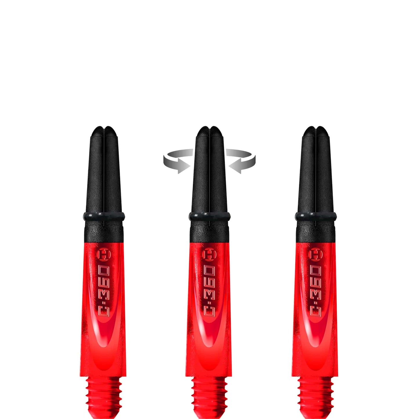 Harrows Carbon 360 Shafts - Polycarbonate Dart Stems with Carbon Top - Red Short