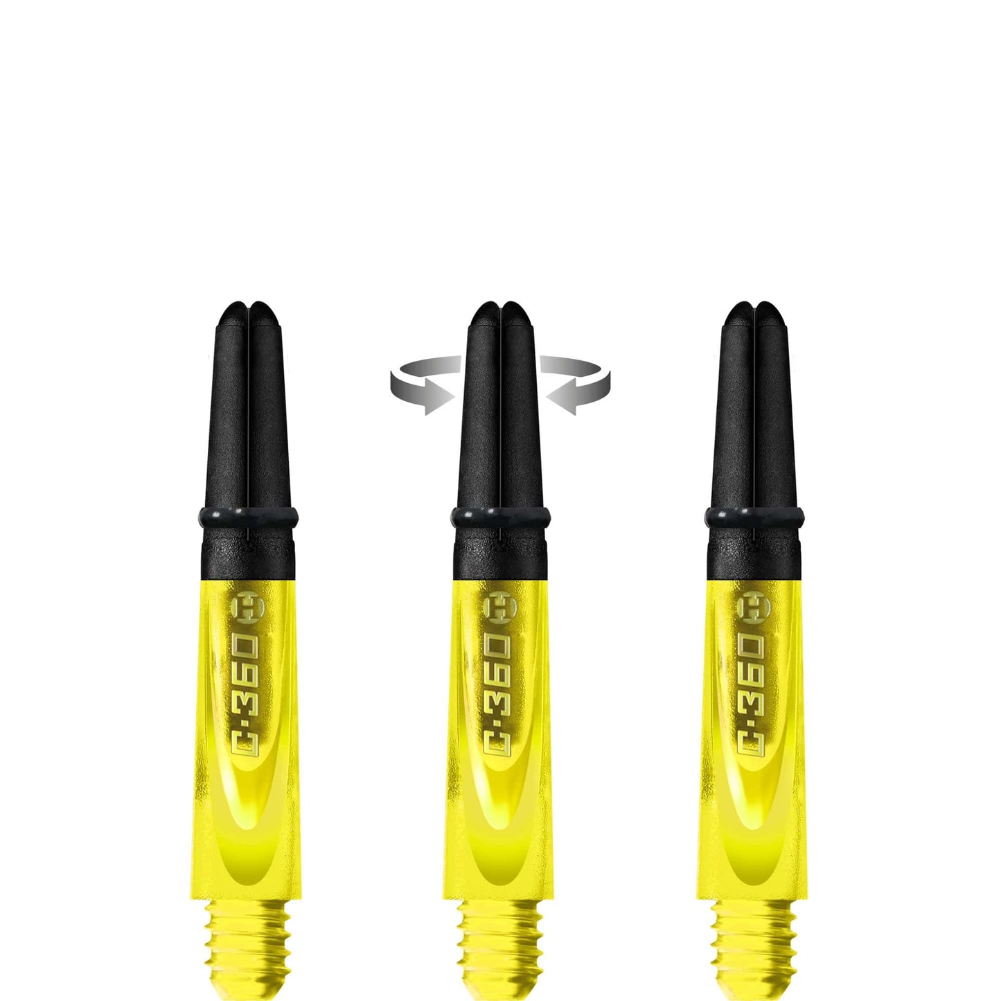 Harrows Carbon 360 Shafts - Polycarbonate Dart Stems with Carbon Top - Yellow Short